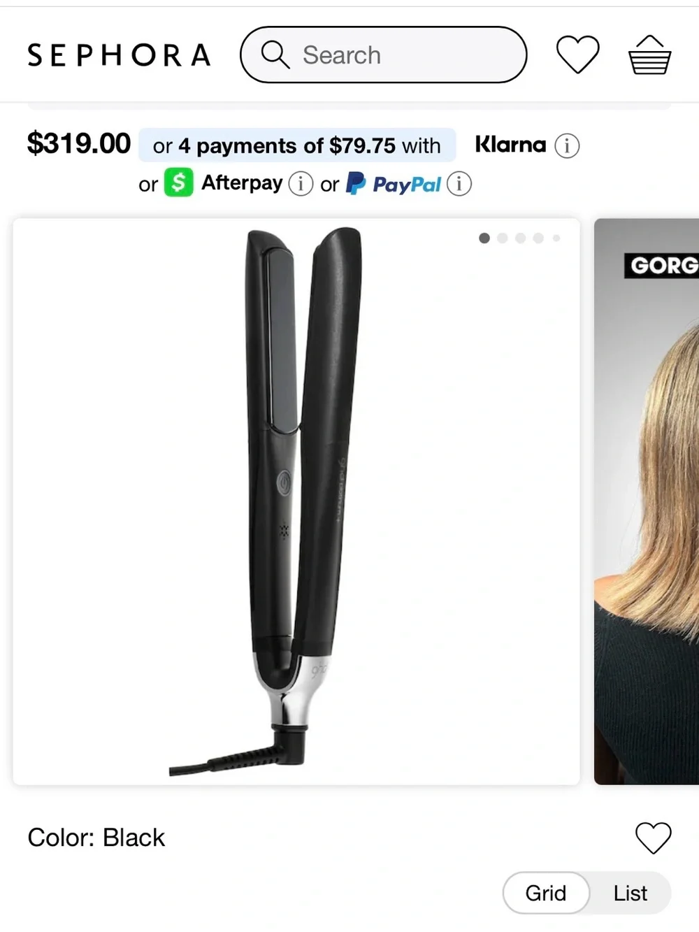 ghd Black Ceramic Hair Straightener - 1